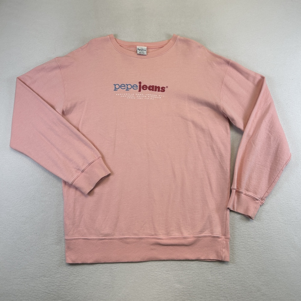 Vintage Pepe Jeans Sweatshirt Womens Small Pink Fleece Pullover Crewneck 90s